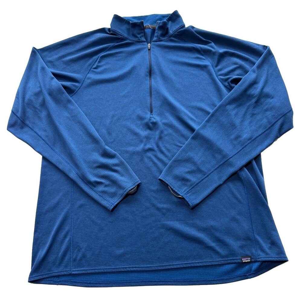 Patagonia Capilene Midweight Pullover Mens 2XL Blue Quarter Zip Base Layer 44446